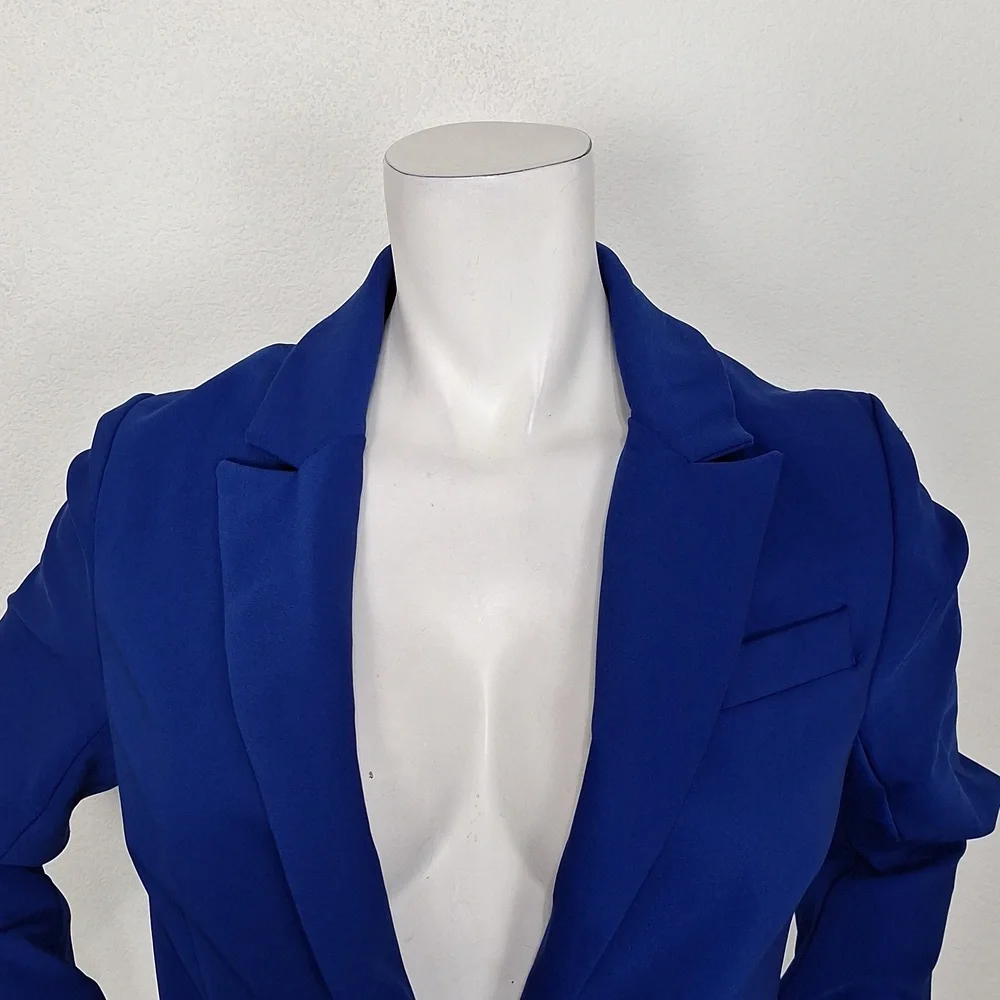 Rachel Zoe Blue Careerwear Gorpcore One Button Long Sleeve Blazer Jacket Size XS - Picture 3 of 14